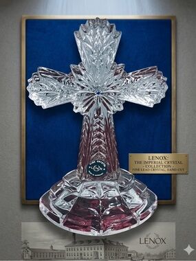 🌸 New The Lenox Jeweled Blue Crystal Cross Product #086775, Cerified Letter